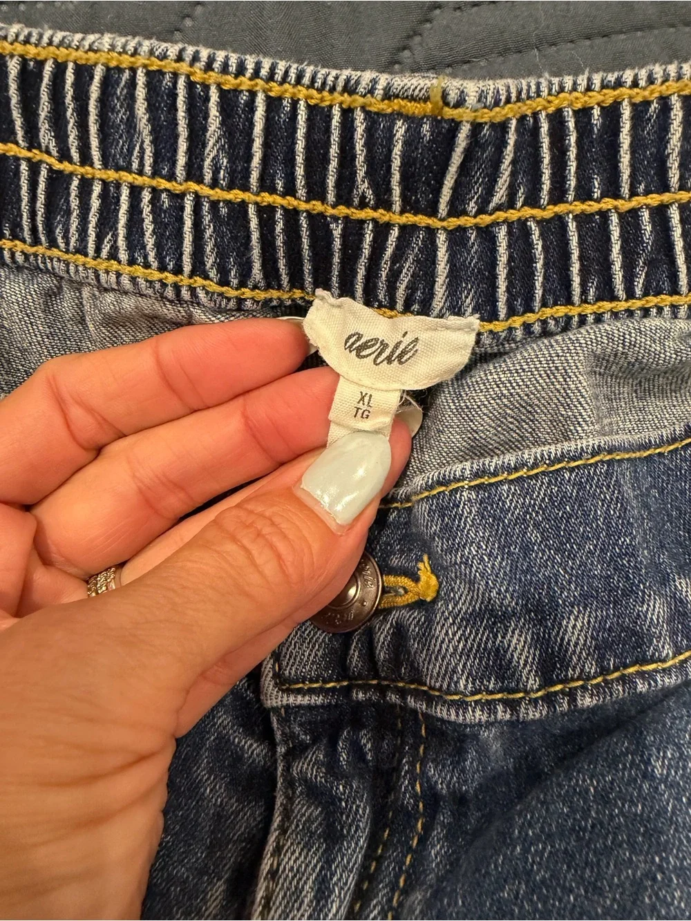 aerie Distressed Blue Denim Shorts